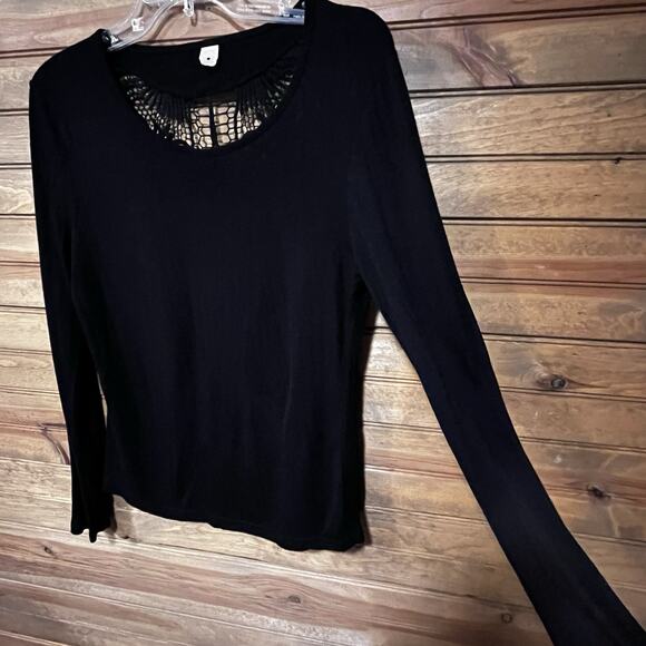 Farm Rio Women’s Long Sleeve Black Embroidered Back Size Small Chic Sexy Top - Picture 7 of 8
